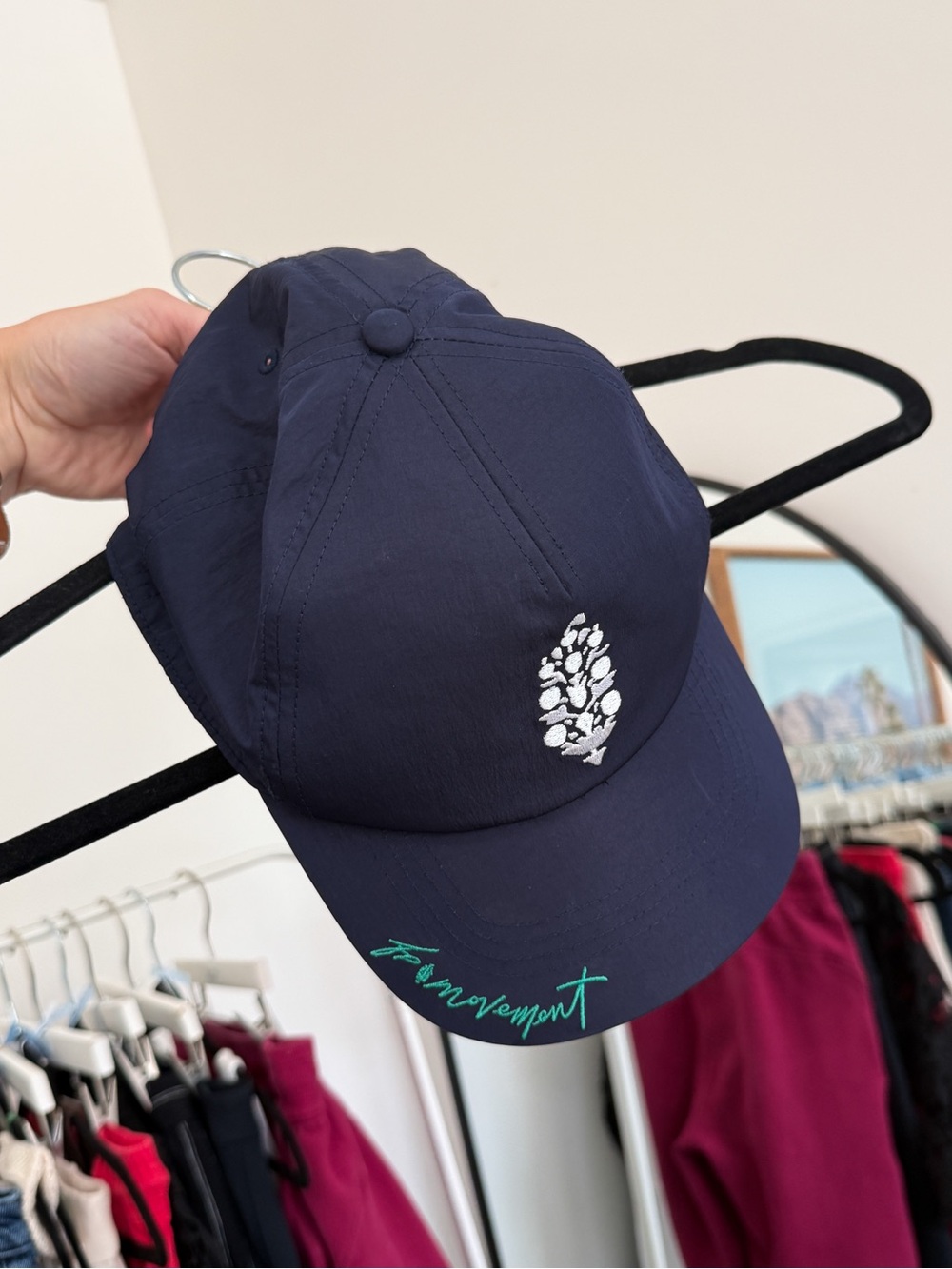 Free People Movement Navy Embroidered Floral Baseball Cap